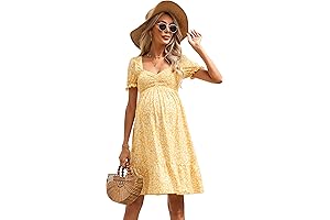 Women's Soft Floral Casual Ruffle Hem Spaghetti Strap Maternity Sundresses for Women Summer Beach