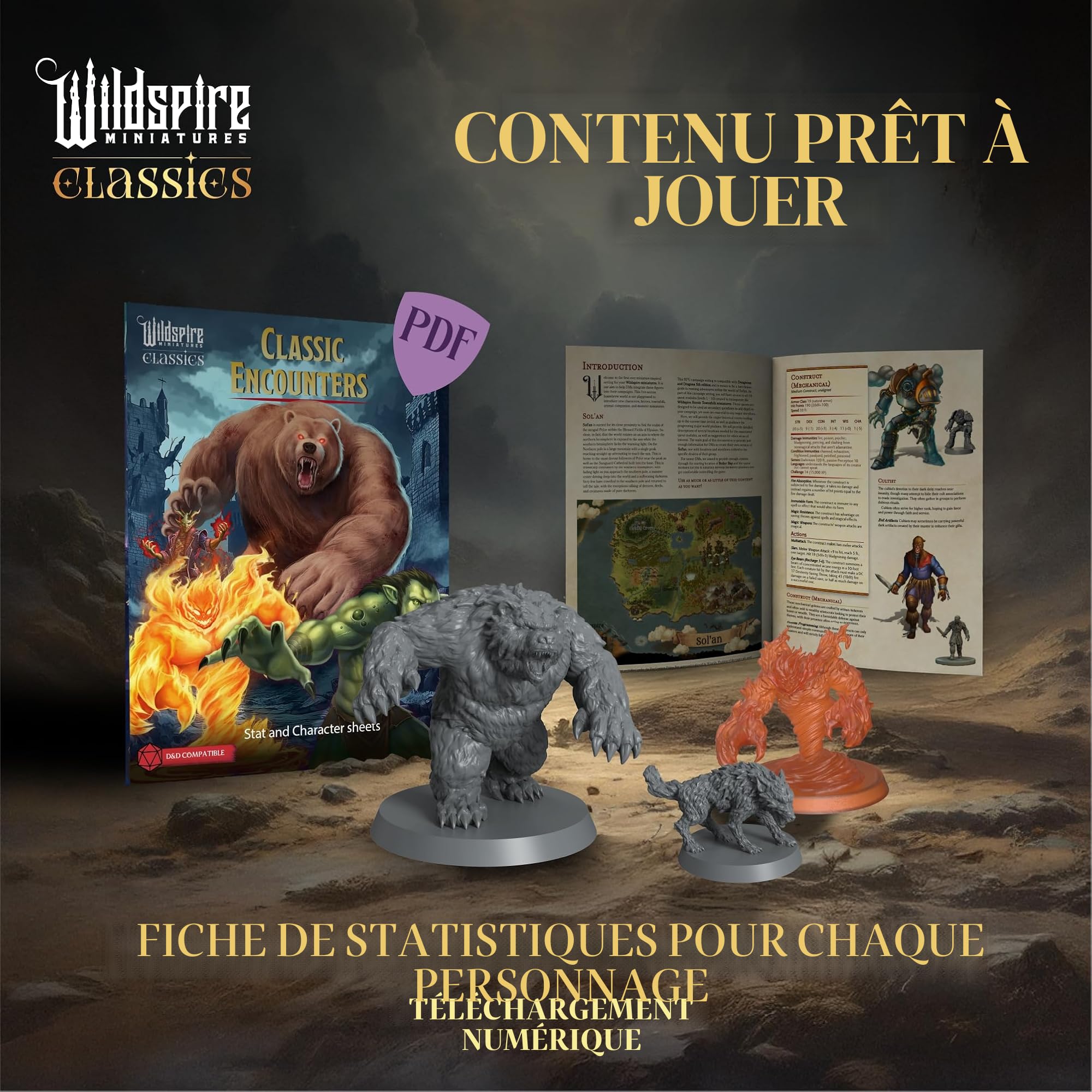 Wildspire Classic Creatures Lot complet 1 – Figurines de monstre DND essentielles à peindre en vrac – 125 figurines pour figurines D&D à l'échelle de 28 mm – Donjons et Dragons Minis D&D