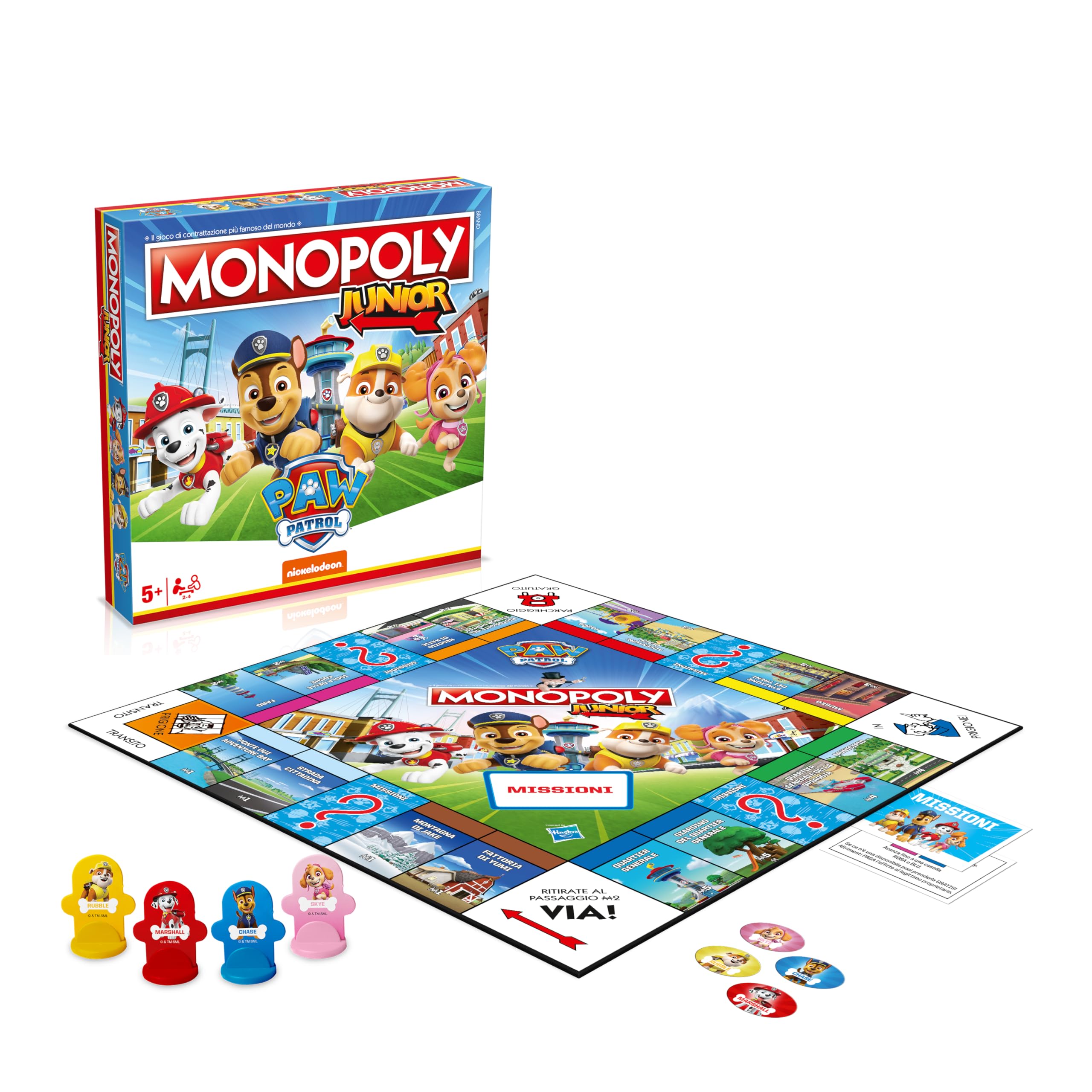 Winning Moves, Monopoly Junior Paw Patrol Jeu de société, rejoignez Chase et Marshall et construisez votre chemin vers le succès, excellent cadeau pour les filles et les garçons à partir de 5 ans