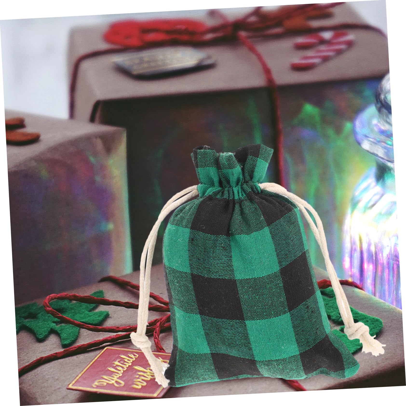 HAPINARY Sacchetti Regalo Di Natale Con Coulisse Sacchetti Per Caramelle e Cioccolatini Articoli Per Feste Con Design Tema Natalizio e Clip Adesiva
