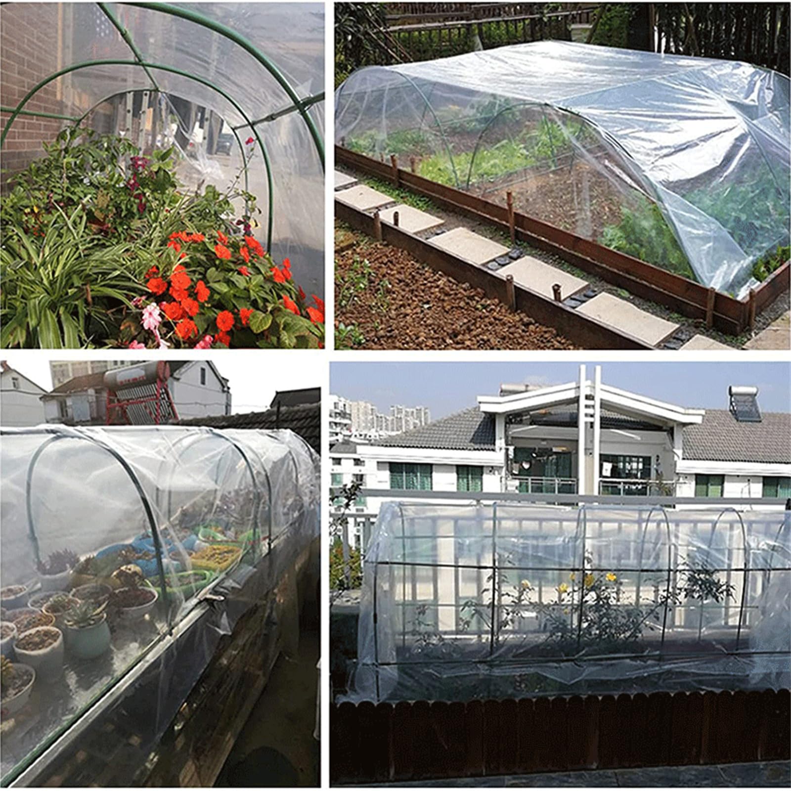 Film de serre transparent en polyéthylène 500 x 450 cm, imperméable, résistant aux UV, pour l'agriculture de jardin
