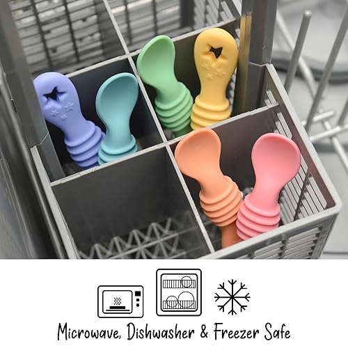 Miniatura 10 de PrimaStella Little Dippers - Cuchara de silicona para bebé de primera etapa, paquete de 6