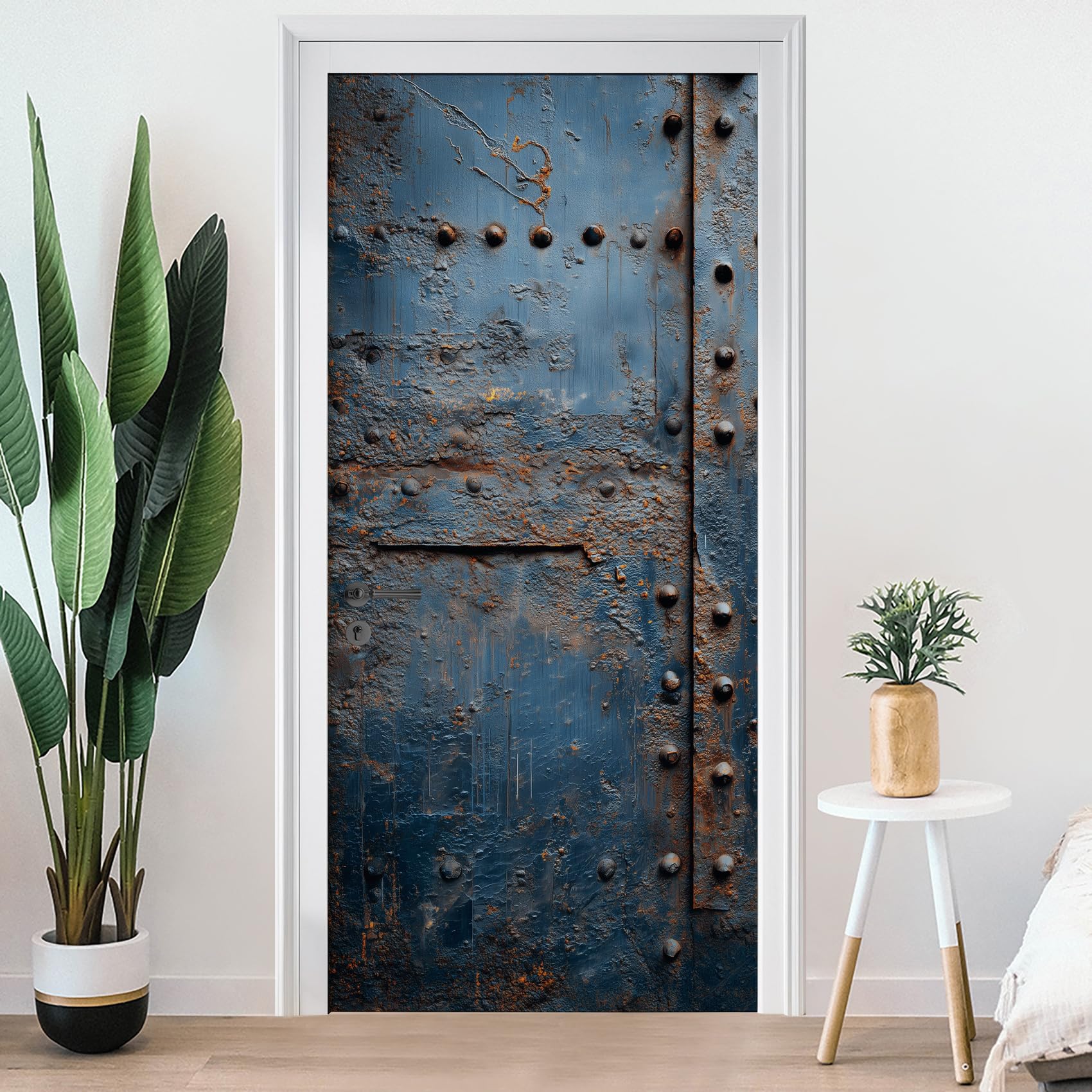Eisen Türtapete Selbstklebend 85x200 cm Rost, Industrie Türfolie Türposter, Türaufkleber Für Badezimmer Abnehmbar Wasserdicht