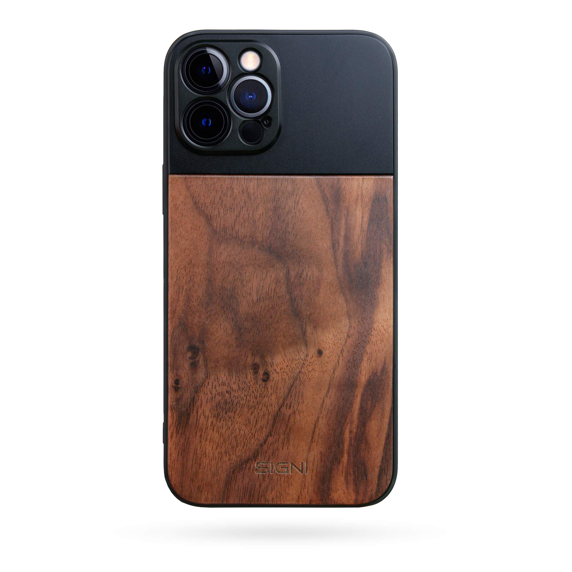 SKYVIK SIGNI One Plastic & Walnut Wood Mobile Lens case Black and Brown (iPhone 12 Pro Max)
