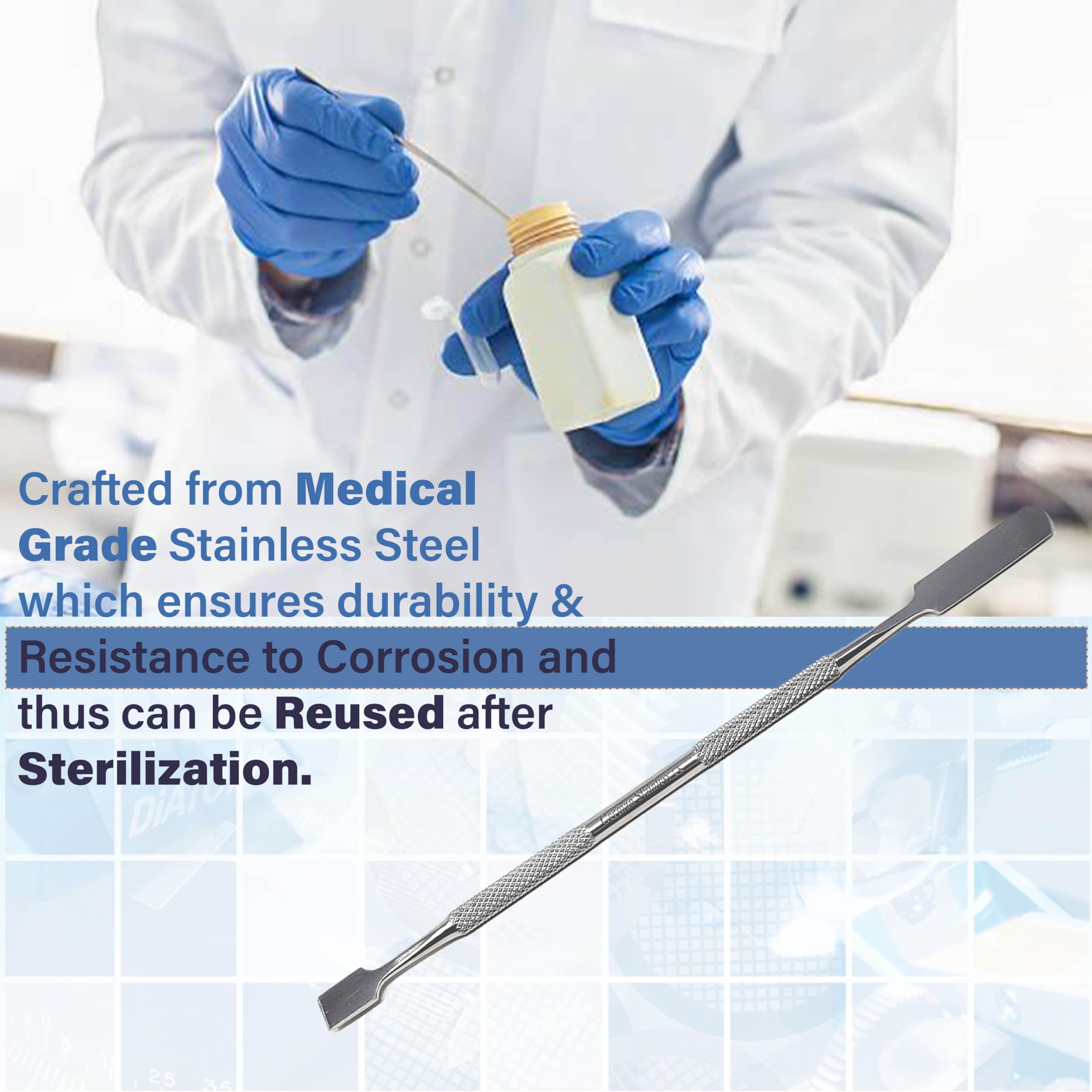 A2Z Lab Spatula Stainless Steel Sampler Spatula Double-Ended Spatula with Flat Ends for Handling Mixing Transfering Cream, Gel, Powder- Laboratory Supplies for Experiments & Lab Use - 6.25