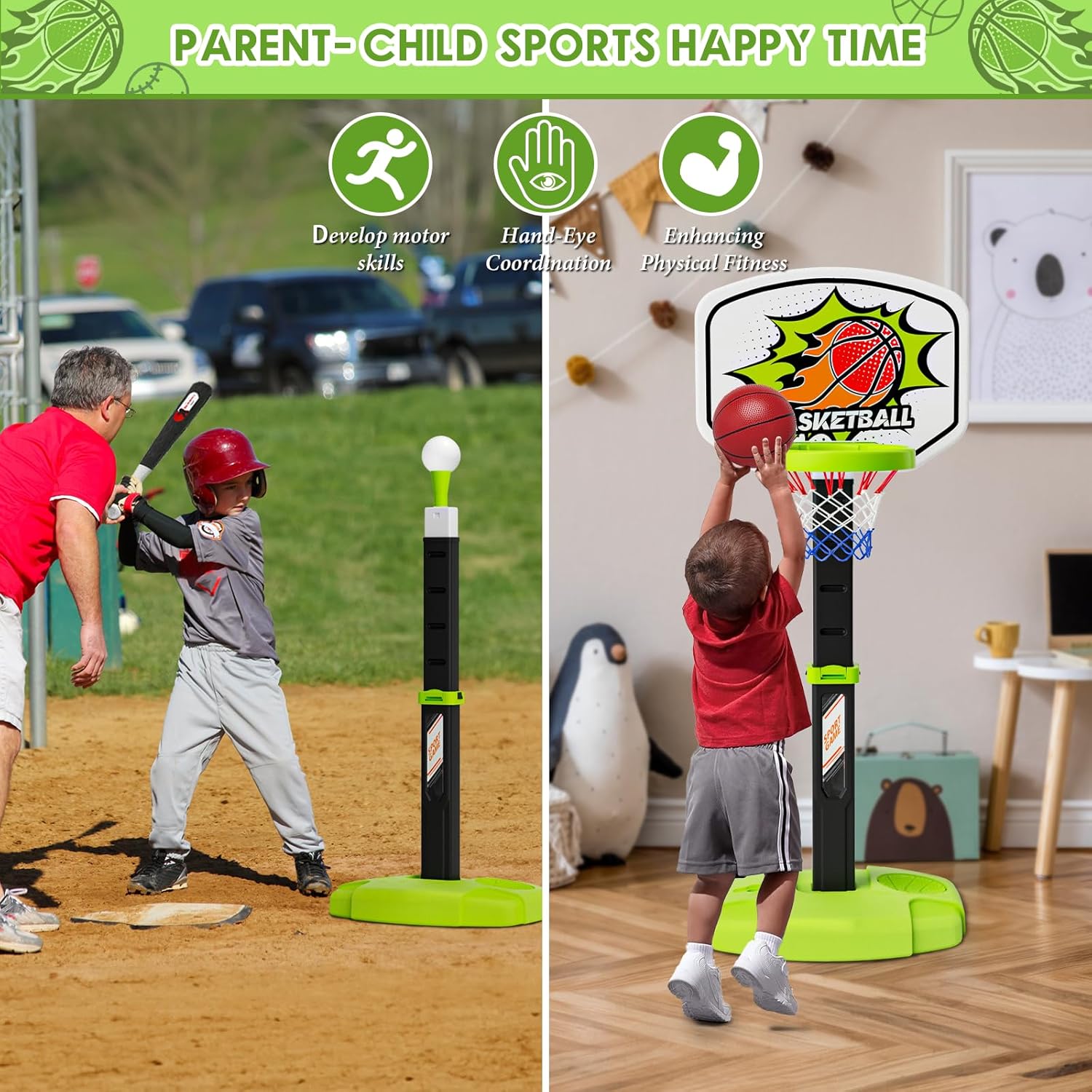 Outdoor Sport Toys Light Up Archery & Toddler Basketball Hoop and Tee Ball Set for Boy Bow and Arrow Set with 10 Suction Cup Arrows Baseball Tee with Automatic Pitching Machine Christmas Birthday Gift