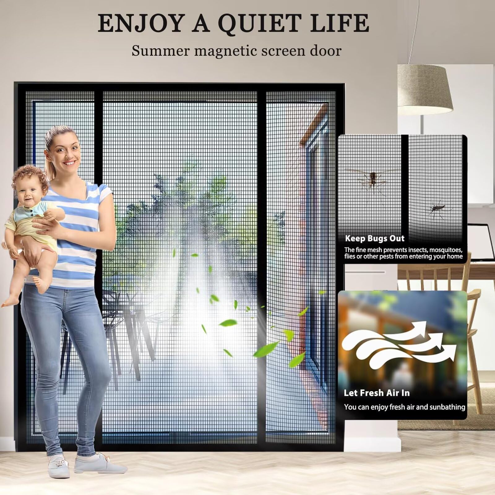 Zanzariera Forti 165x225cm Nero Magnetica er Porte Zanzariere Magnetiche per Tenda Calamita