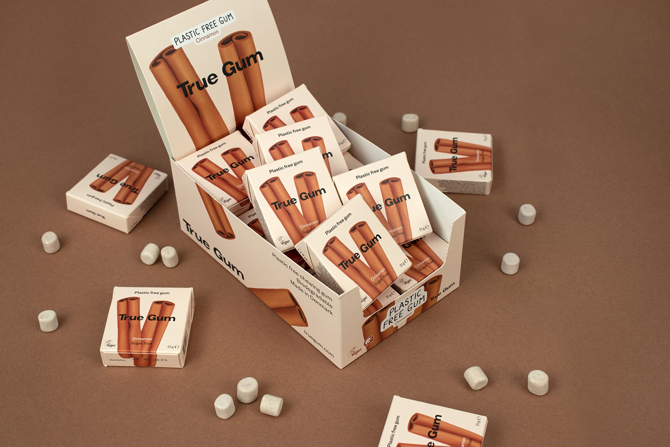 True Gum 24er Display: ZIMT | Plastikfreier Kaugummi | Biologisch Abbaubar | Vegan | 24 x 21 g, 504 g