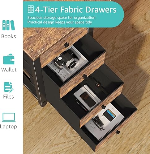 Miniatura 5 de Lufeiya Escritorio para Computadora con Cajones de Tela - Escritorio de Estudio y Trabajo de 55 Pulgadas de Largo para Oficina en Casa, Dormitorio,