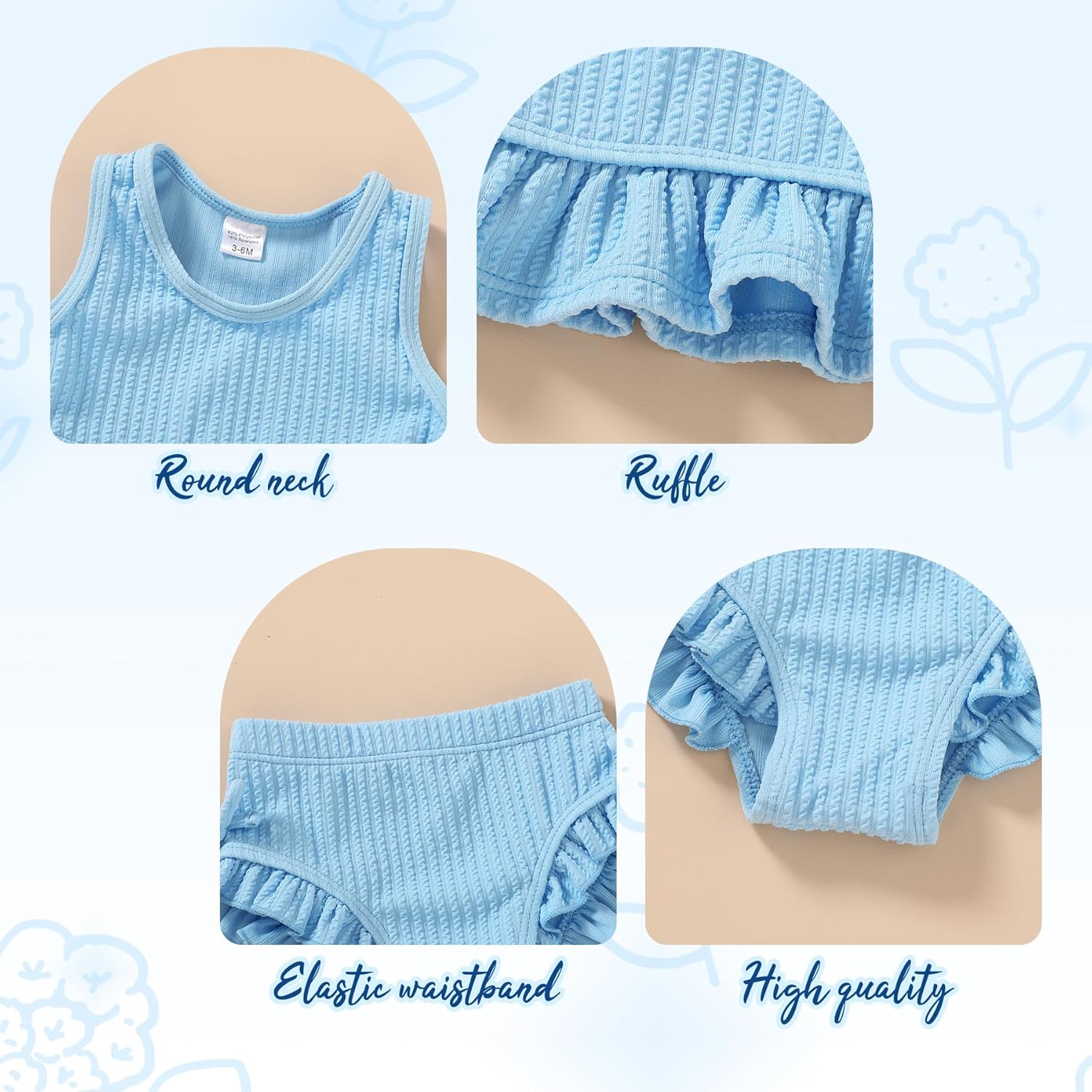 HAPPYMA Baby Swimsuit Toddler Girl Bathing Suit Summer Solid Color Bikini Set Beach Two Piece Swim Wear - Image 4