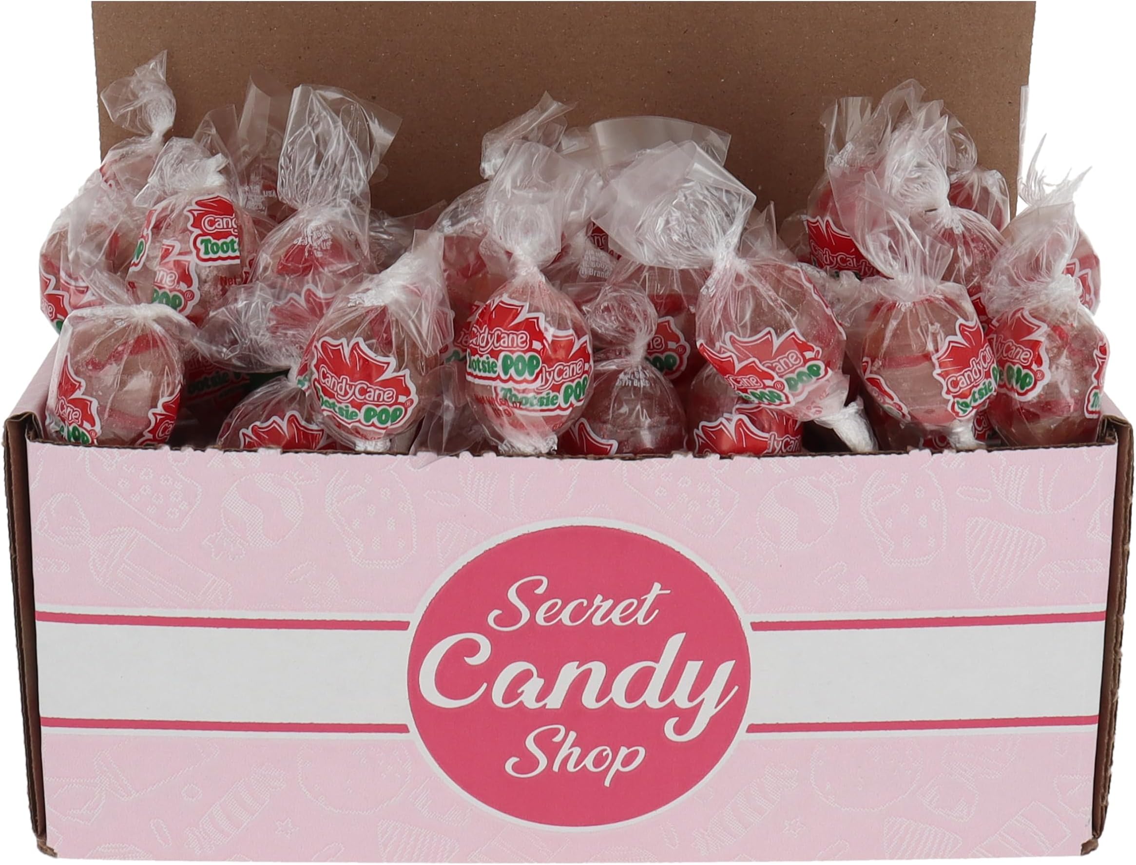 SECRET CANDY SHOPTootsie Pops Lollipops 40 Lollies in a Box (Peppermint Candy Cane)