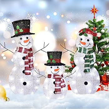Amazon.com: 3-Piece 2D Lighted Christmas Snowman Family Set