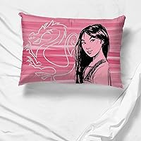 Vista 4 de Jay Franco Disney Princess Mulan Sketch 1 funda de almohada reversible individual – Ropa de cama infantil súper suave de doble cara