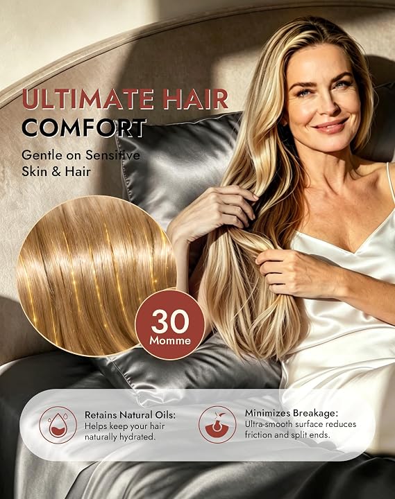SilkSilky 30 Momme Pure Organic Silk Pillow Cases for Hair & Skin Standard