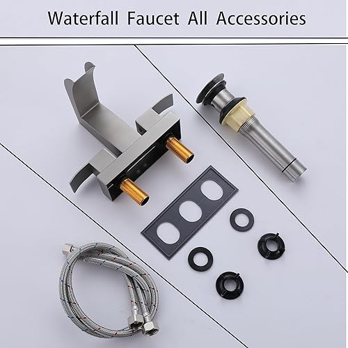 Miniatura 9 de Grifo de lavabo central de 4 pulgadas, grifo de baño de doble manija, adecuado para remodelación de baño, de dos o 3 agujeros, de níquel cepillado