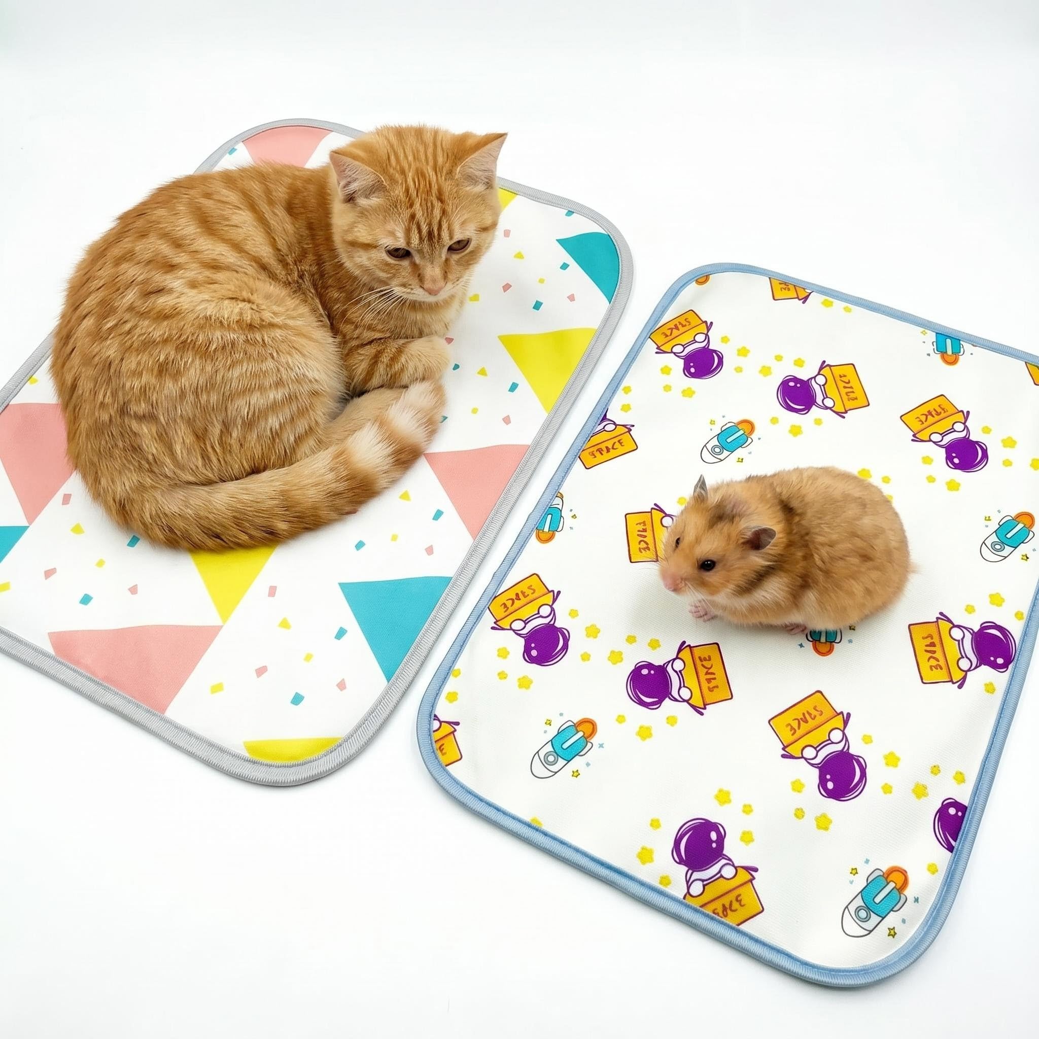 SINJAETRQ Pet Cooling Mat for Dogs and Cats - Breathable Ice Silk Cooling Pad for Summer Heat Relief - Washable Summer Rest Mat for Guinea Pigs, Rabbits, and Small Animals (19.7x15.7 Inches, 2 Pack)