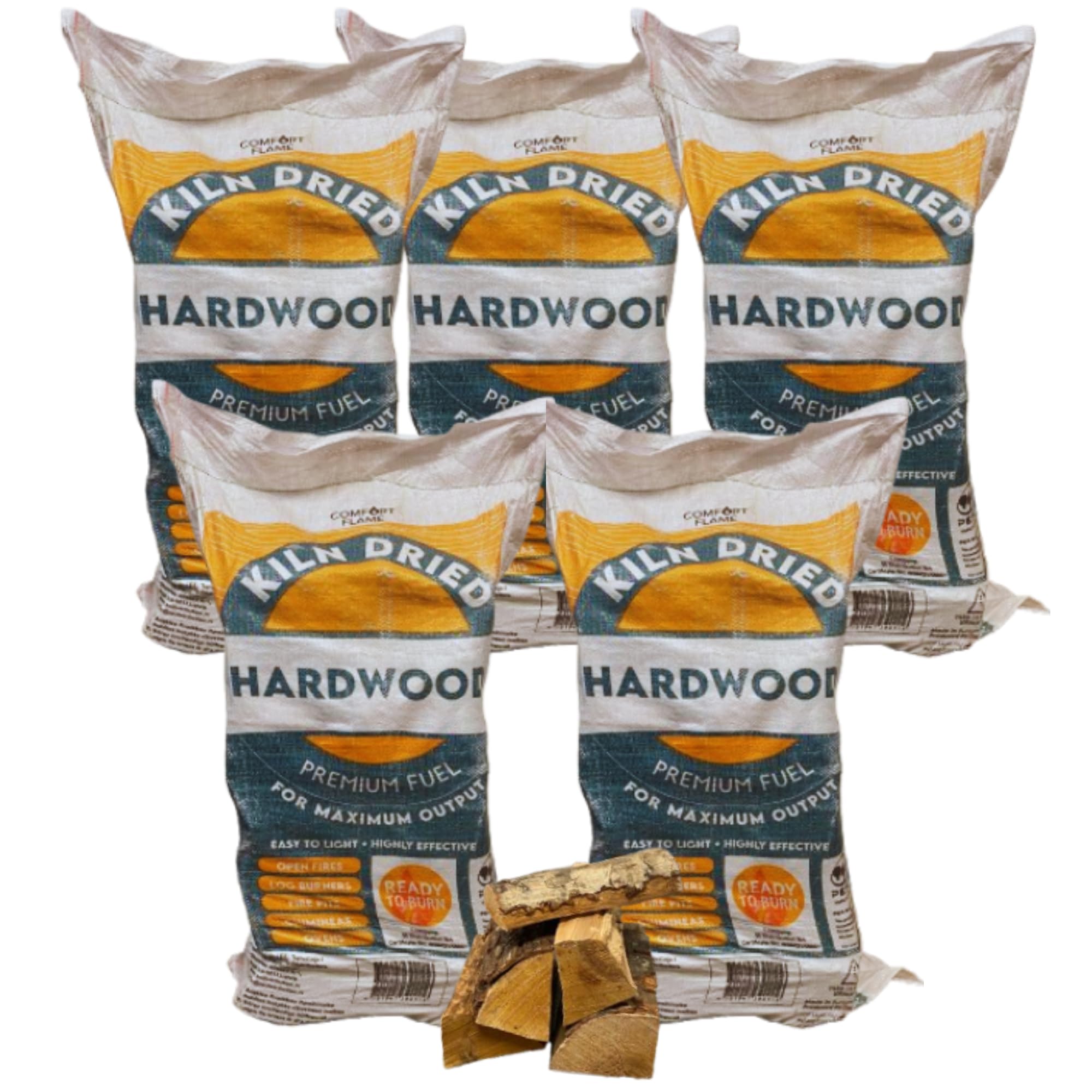 Amos Brown Kiln Dried Alder Hardwood Logs Boot Bag 60L – Ready To Burn Firewood For Open Fires, Log Burners, Fire Pits, Chimineas & Ovens – Premium Long Burning Low Smoke Logs (5 Bags - 300L)