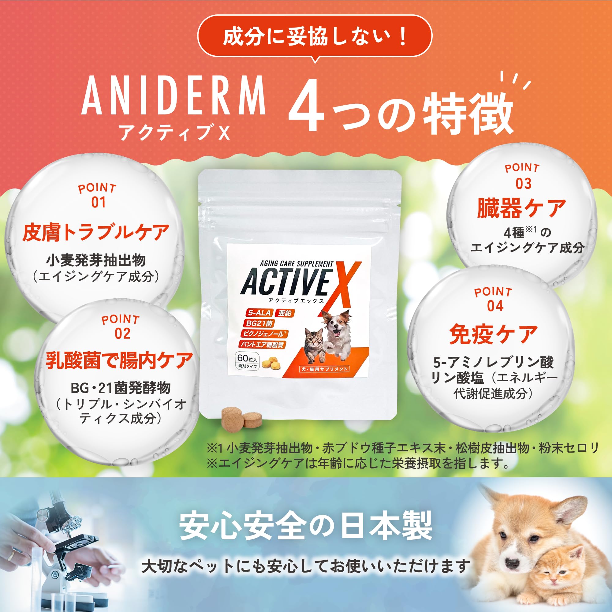 Amazon.co.jp: 【獣医師監修】ANIDERM アクティブX 犬 猫 サプリメント 