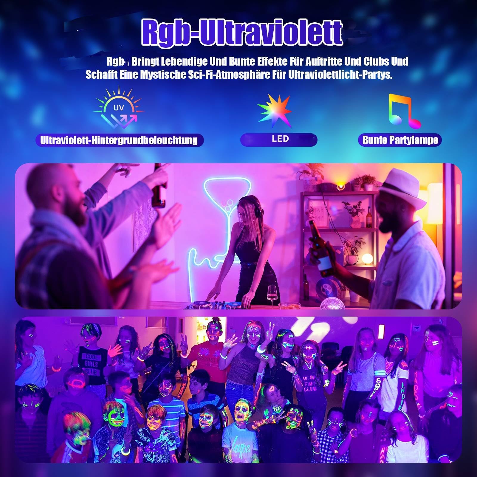 4 in 1 Disco Partylicht mit Discokugel, Musikgesteuerte DJ Disco Licht, RGB LED Par Strahler, Lichteffekte Partylicht für Hauspartys, Clubs, Halloween, Weihnachten