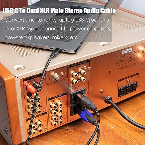 Miniatura 7 de Cable de audio USB C a doble XLR macho, cable de audio USB C a 2 XLR macho de 6 pies, cable USB tipo C a 2 XLR macho, conexión USB, altavoz activo,