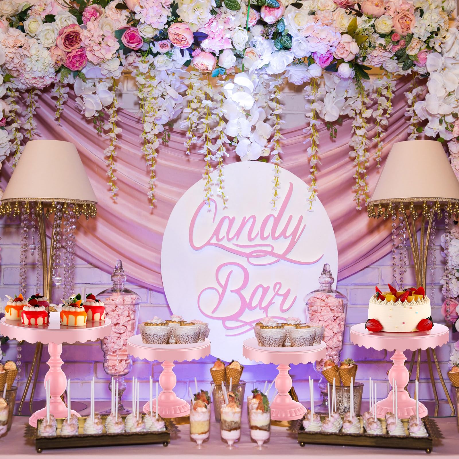 Amazon｜Dandat ピンクケーキスタンド ラウンドデザートスタンド6点