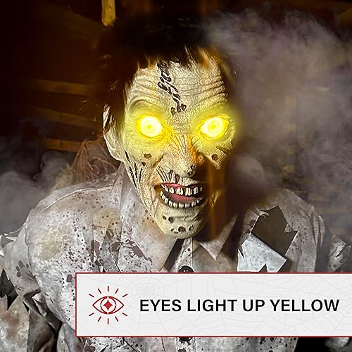 Miniatura 50 de Haunted Hill Farm Caballo mecedor animatrónico de 3.2 pies de altura, animatrónica de Halloween, decoración de película de terror gótica