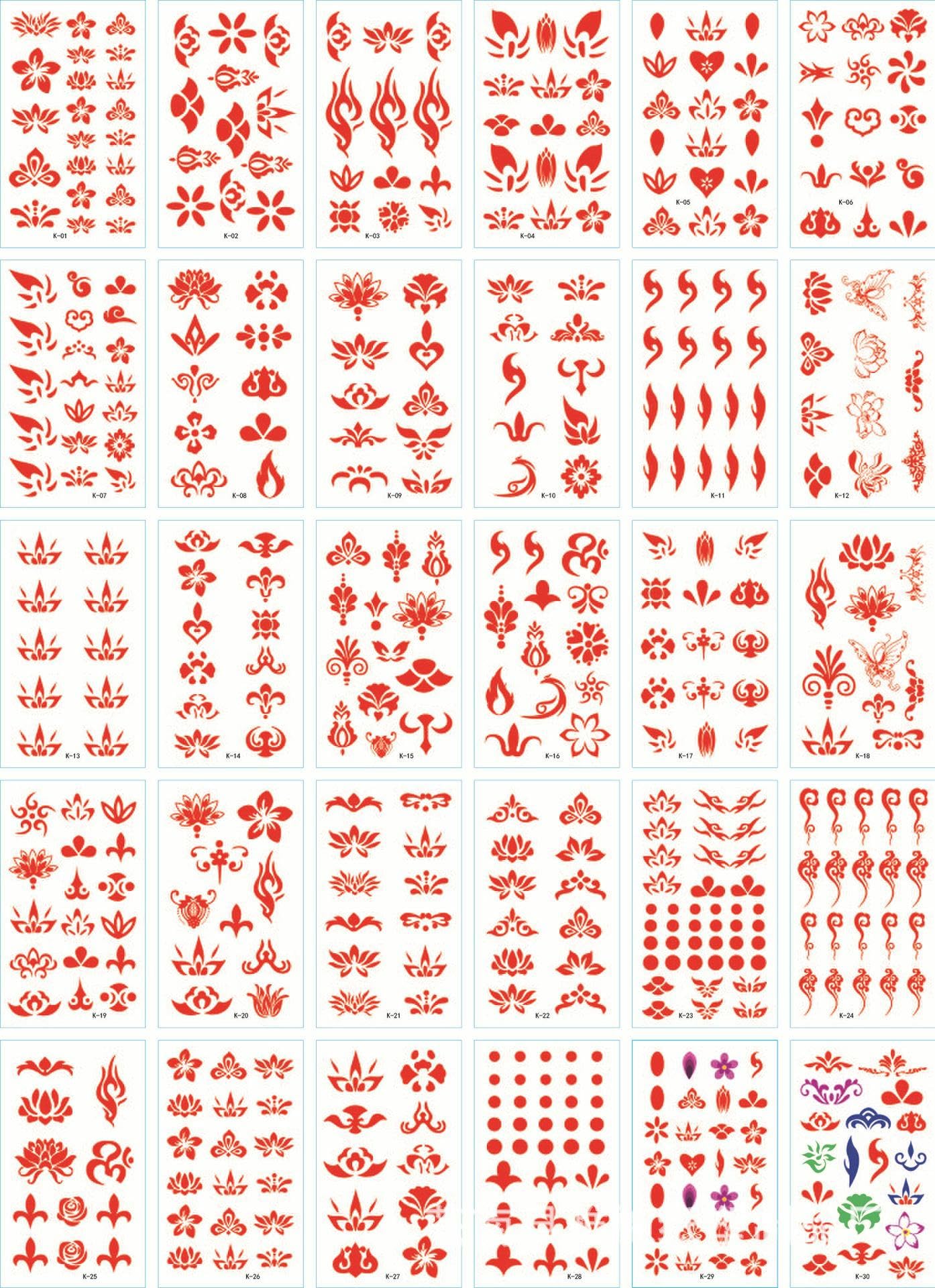 A Set Of 30 Eyebrow Decals Temporary Tattoo Ancient Forehead Temporary Tattoo Beauty Stickers