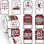 Zonon 720 Pieces Self Adhesive Christmas Gift Tag Xmas Kraft Name Tags Natural Kraft Xmas Stickers Paper Tags Labels for Christmas Decoration(Snowman Style)