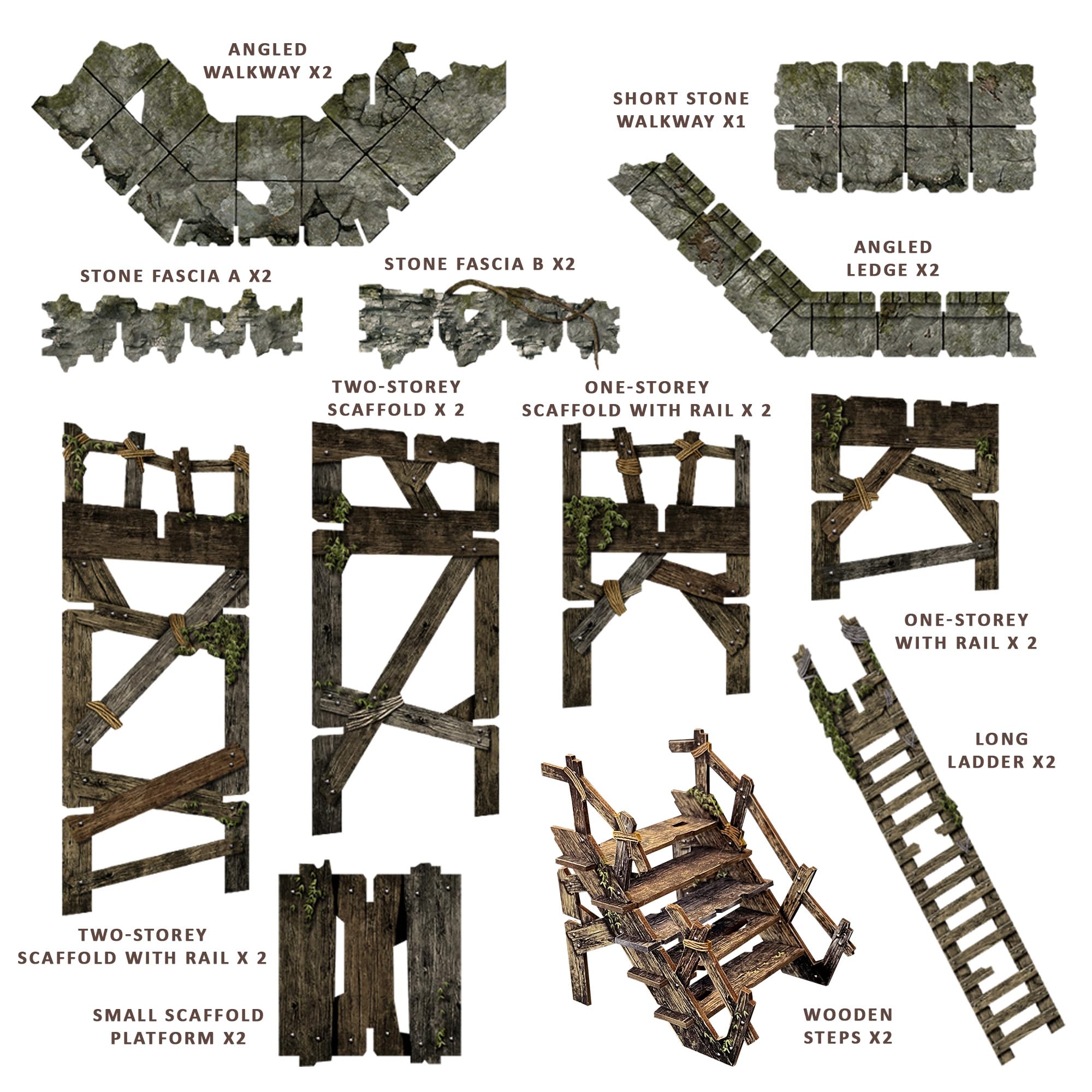 Fantasy Dungeon Terrain Kern-Set – Battle Systems Terrain Immersive Scenery für D&D DND Maladum Pathfinder RPGs in voller Farbe, robuster Karton, beidseitig Bedruckt