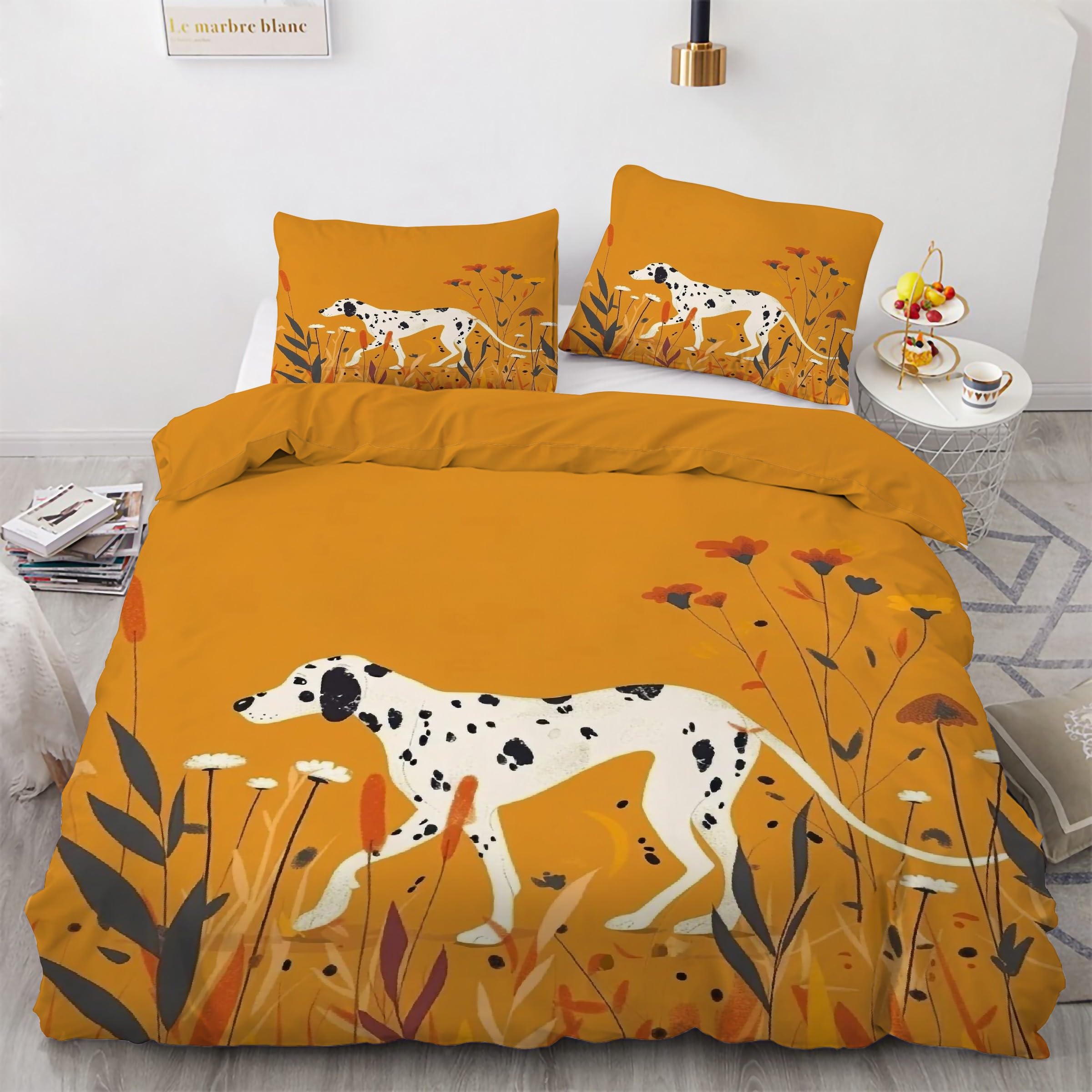 Housse de couette 200x200 dalmatien parure de lit microfibre 3 pièces KG3358
