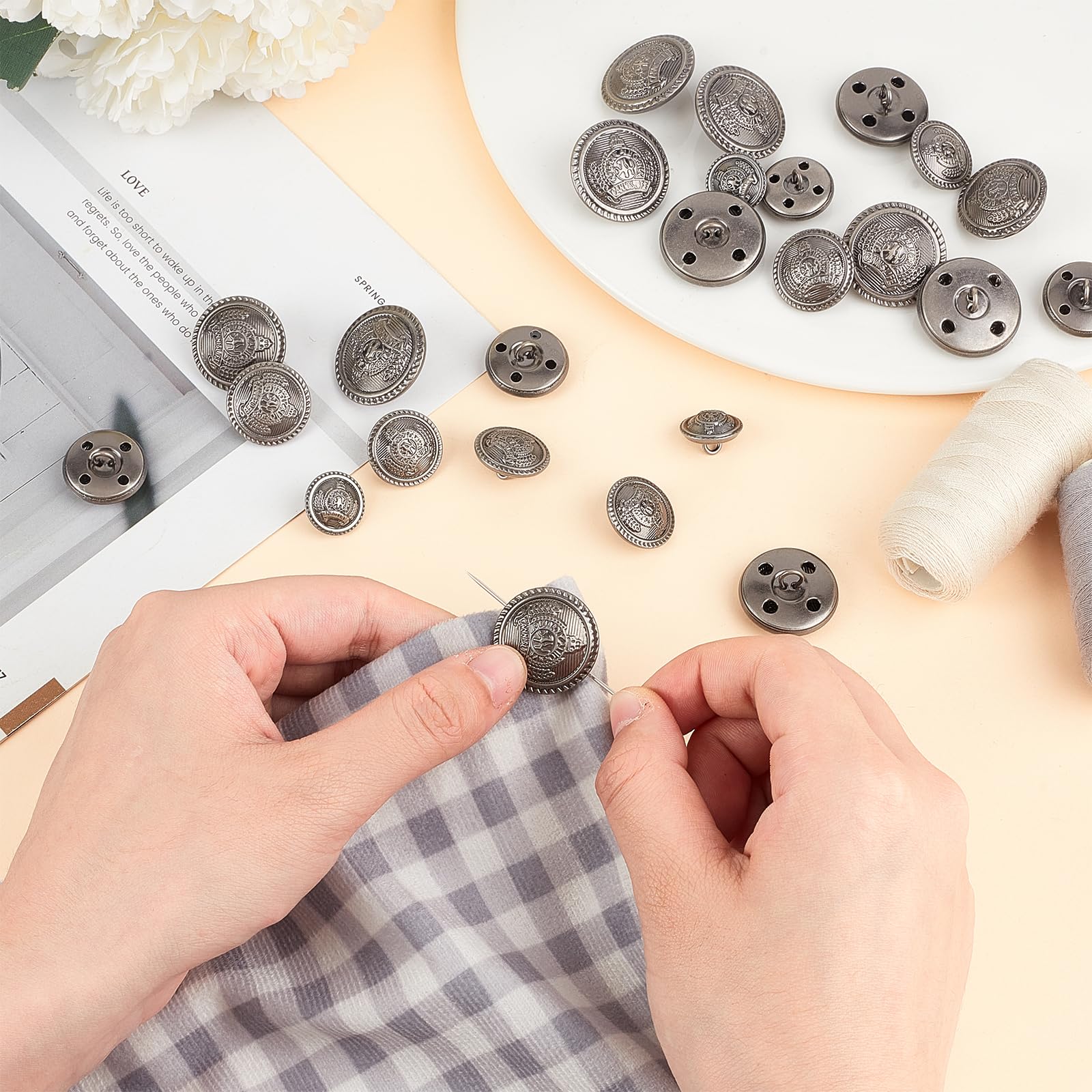 NICENEEDED 50 Pcs Metal Blazer Buttons, Vintage Shank Buttons - Image 4