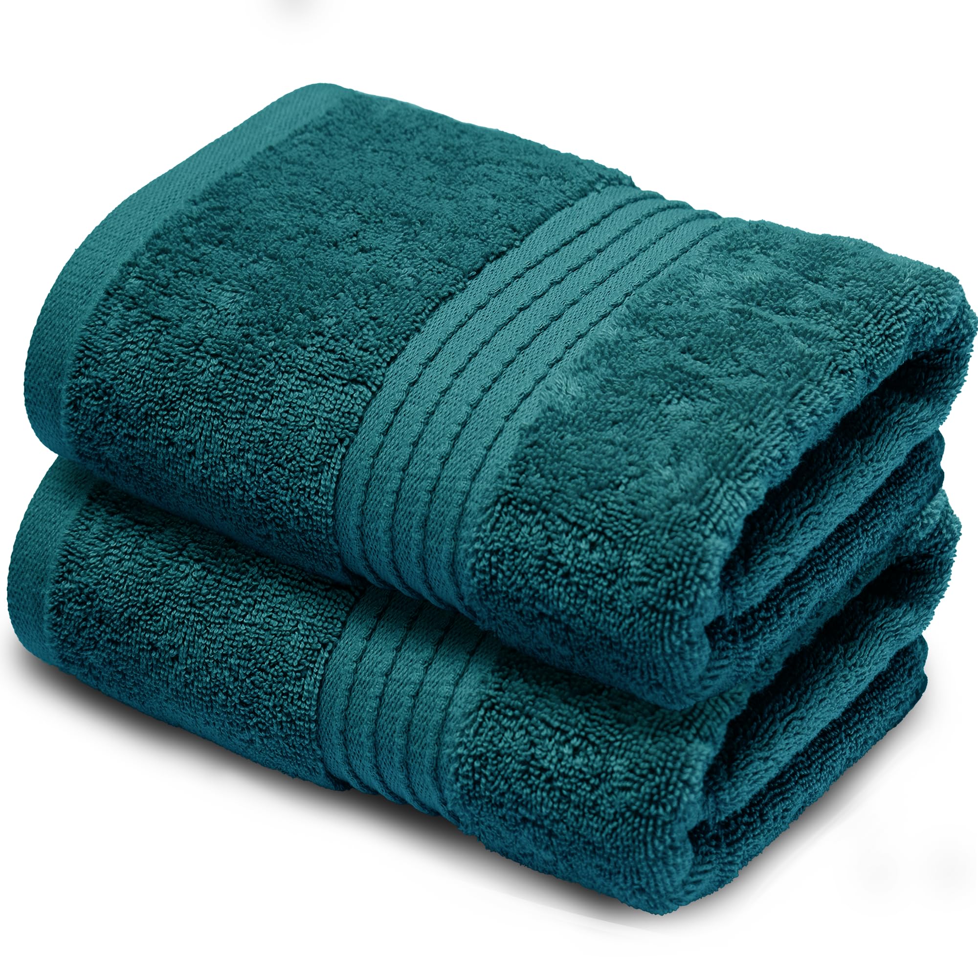 Makooz Premium 700 GSM Hand Towels for Bathroom 2 Pack –100% Natural Ring-Spun Egyptian Cotton –Luxurious Ultra Soft, Quick Dry Absorbent Plush Bath Guest Towel Set, Home Hotel Spa -BlueLagoon 50x85CM — image 1