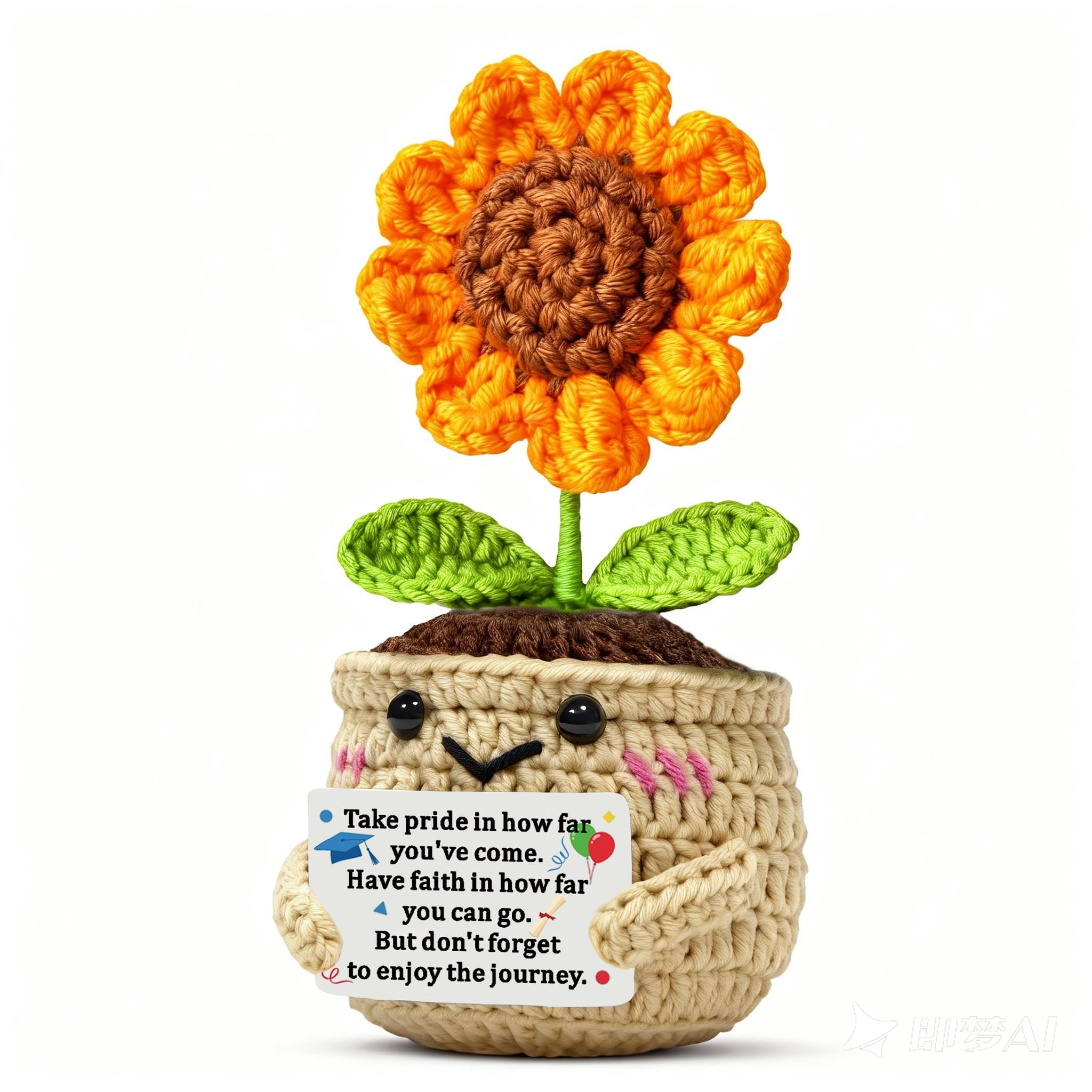 WTOPP Graduation Gifts for Her Him,Class of 2026 Graduation Handmade Crochet Sunflower for University College Middle High School Graduate,2026 Souvenir for Senior Masters Degree Student