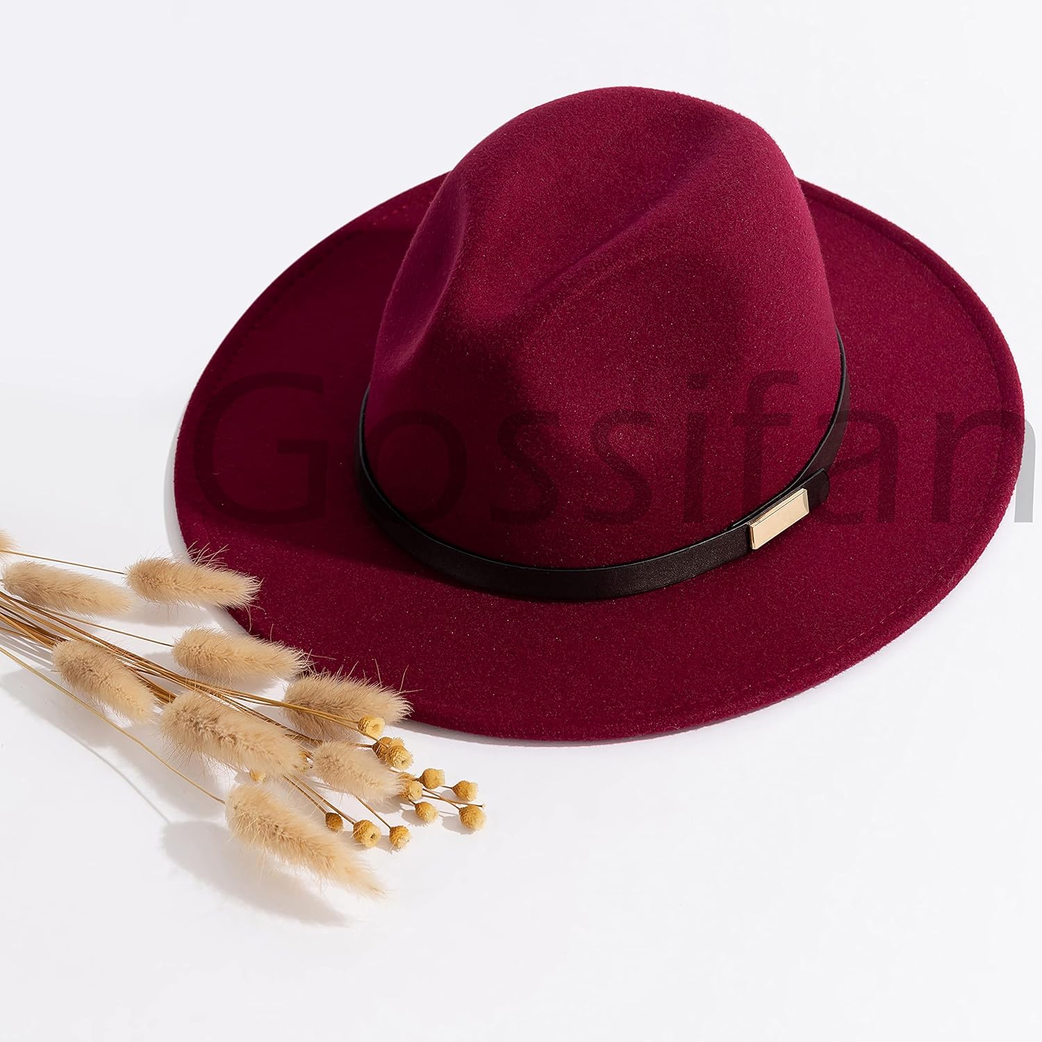 Gossifan Fedora Hats for Men Wide Brim Panama Hat with Classic Belt - Image 5