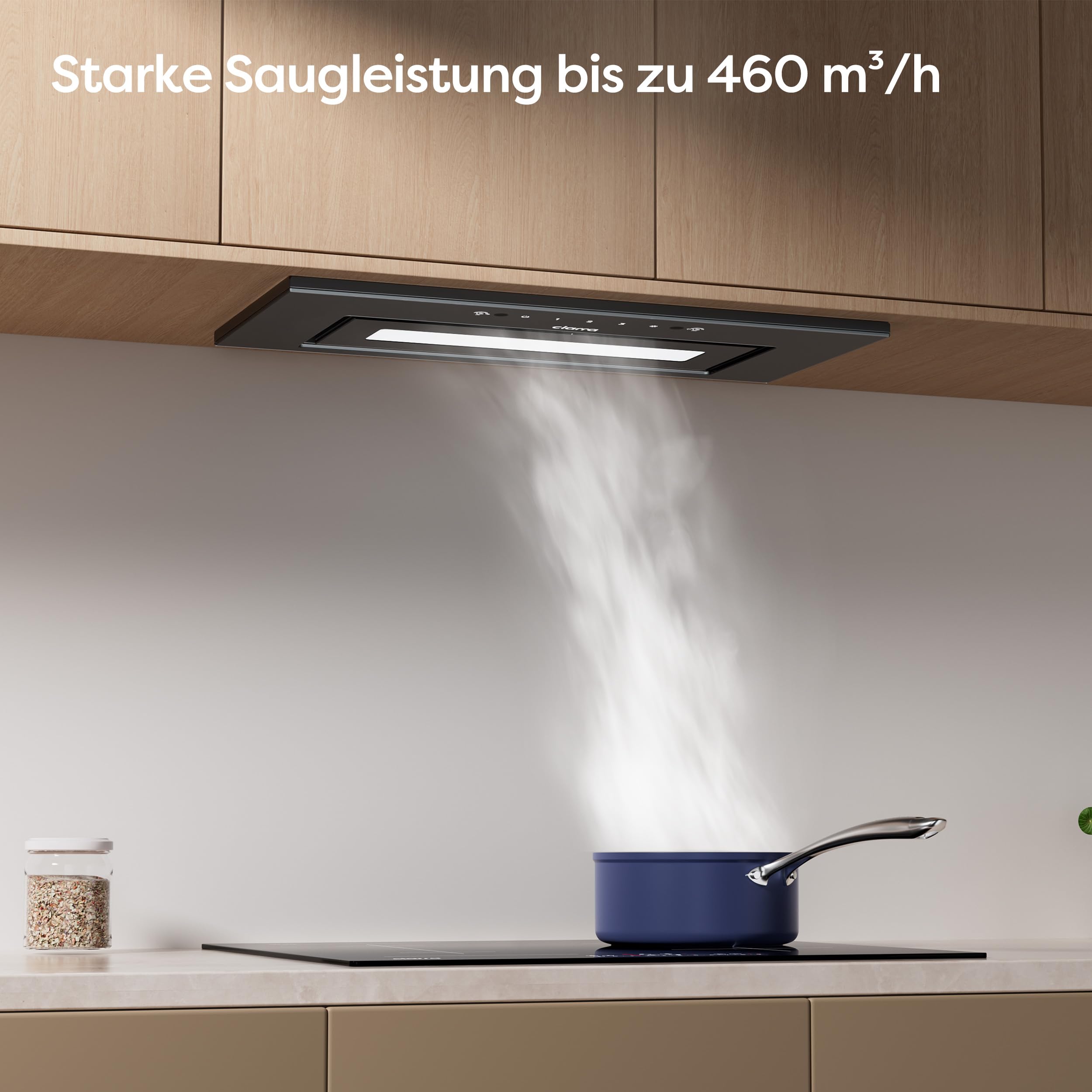CIARRA CBCB6931B Einbau Dunstabzugshaube 60 cm Abluft Umluft 460 m³/h Sensor Touch-Bedienung Kohlefilter 3 Leistungsstufen Schwarz