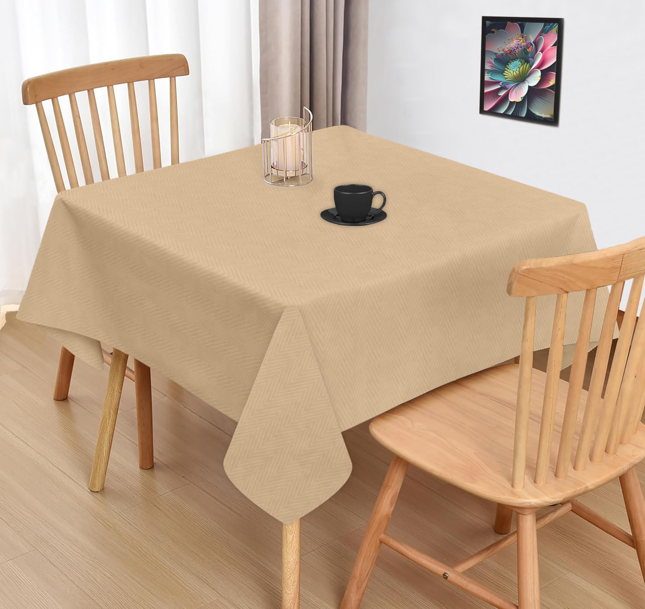 Oasis Home CollectionCotton Solid Square 2 Seater Table Cloth (40 X 40 In, Beige, Pack of 1)