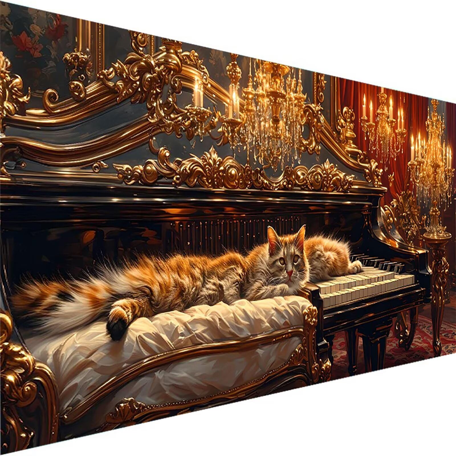 Malen nach Zahlen Kinder Klavier Malen Nach Zahlen Erwachsene, Geschenke für Mädchen Junge Bastelset Set, Malen nach Zahlen Katze | Malen nach Zahlen Ohne Rahmen, (60x120cm) Bastelset Erwachsene 1-C