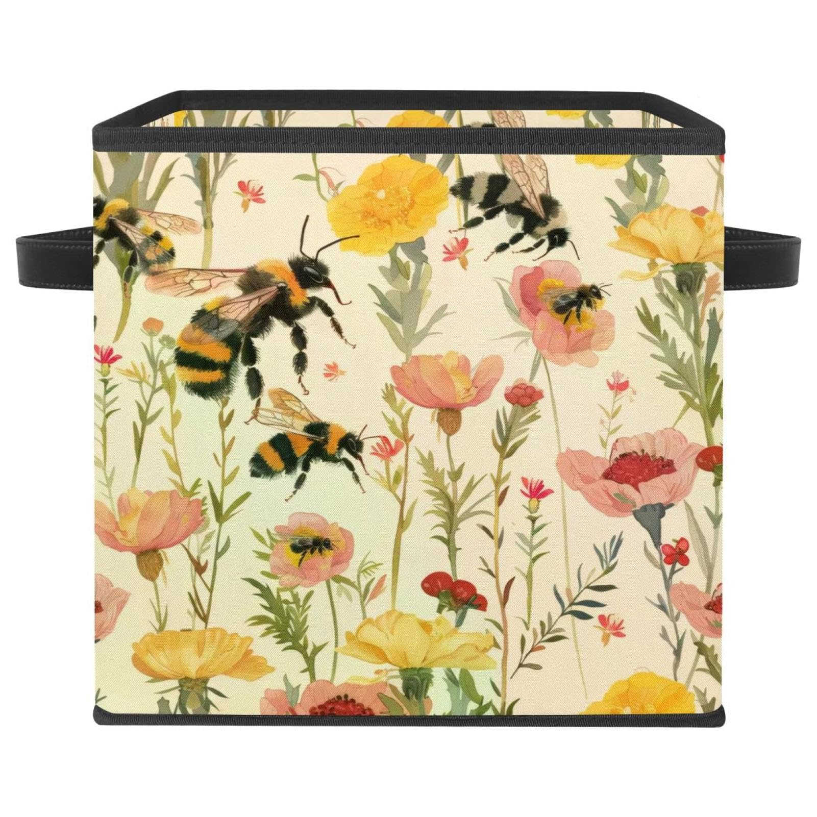 Grand cube de rangement tissu Oxford 27,9 cm boîte organisateur vêtements pliable fleurs