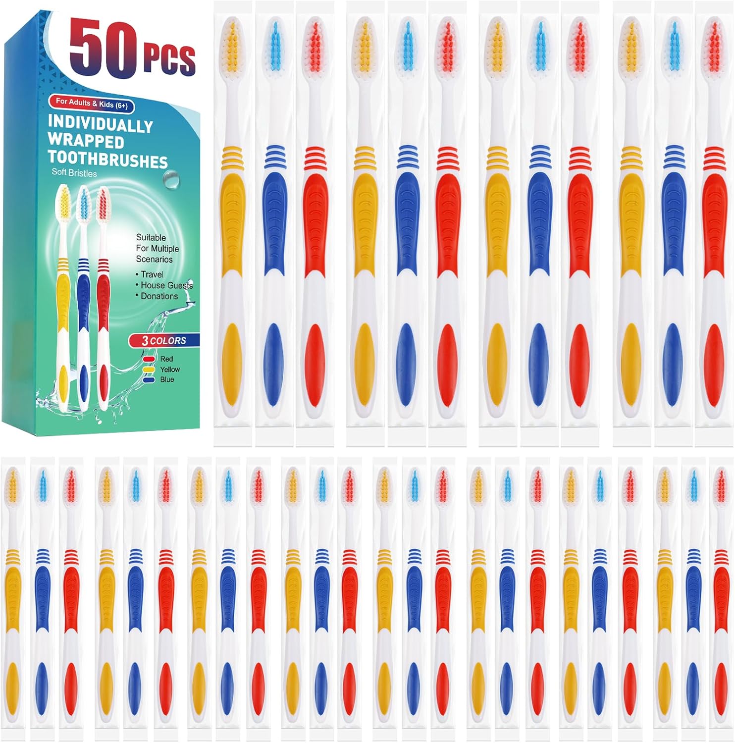 Indivily Wrapped Bulk Toothbrush Pa, Disposable Toothbrush,