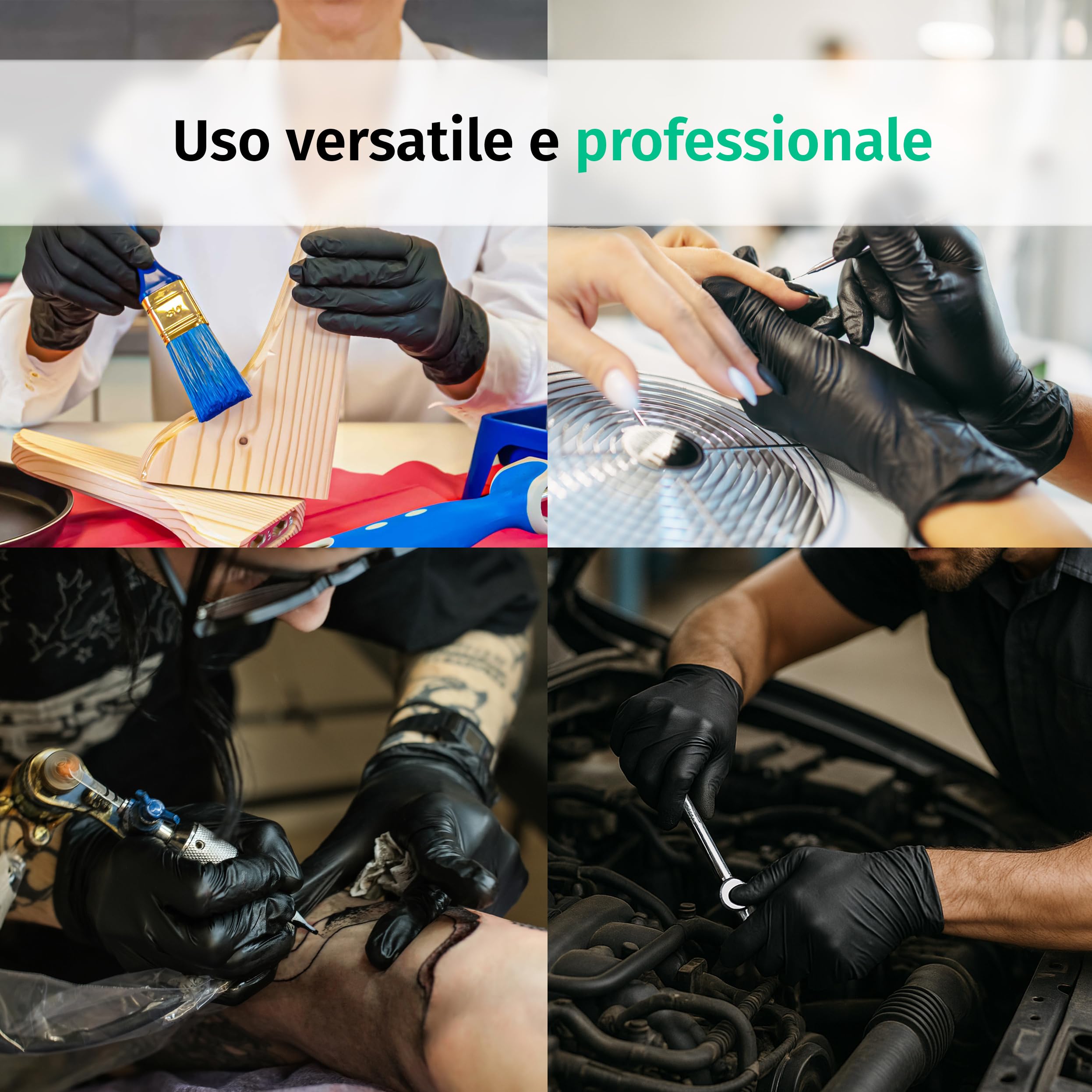 Guanti Nitrile S Neri 200 Pezzi Monouso Senza Lattice Senza Polvere