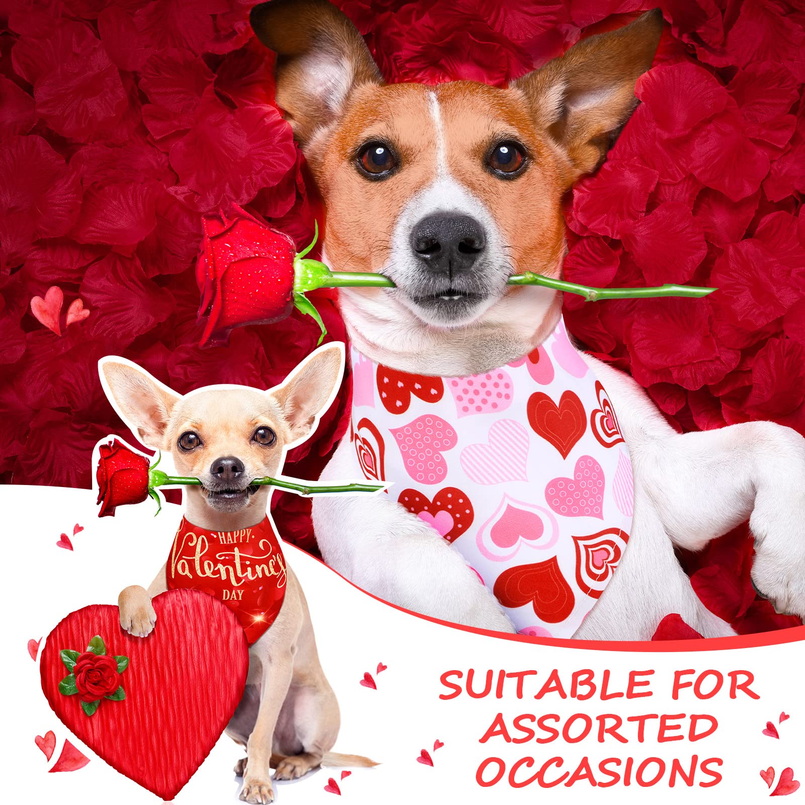 Lot de 20 bandanas triangulaires réversibles pour chien, bandana réglable pour la Saint-Valentin, le jour de l'indépendance, chiens, chats, animaux domestiques (81,3 x 55,9 x 55,9 cm)