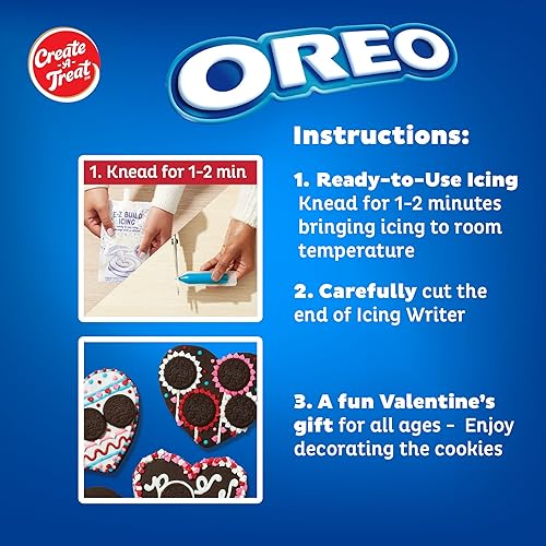 Miniatura 6 de OREO - Kit de galletas para regalo del día de San Valentín 16 unidades Create-A-Treat kit de decoración de galletas con corazón de chocolate hecho