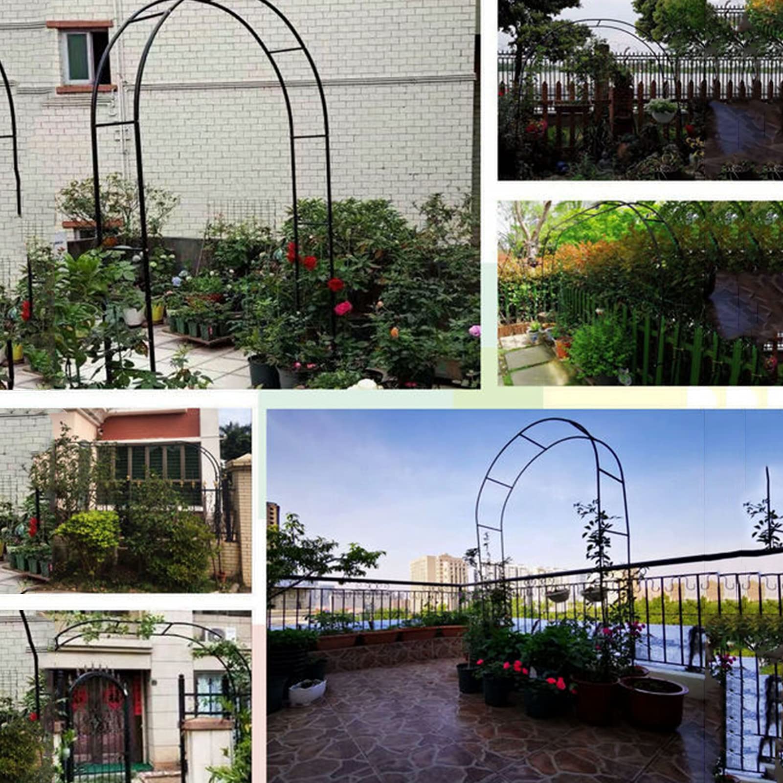 Arco da giardino in metallo, traliccio resistente alle intemperie per piante rampicanti, pergolato per matrimoni, telaio in ferro resistente, elegante decorazione da giardino, perfetto per prato e