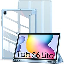 Case for Samsung Galaxy Tab S6 Lite 10.4'' 2024/2020/2020, Transparent Back Case with Built-in Stand for S Pen, Light Blue