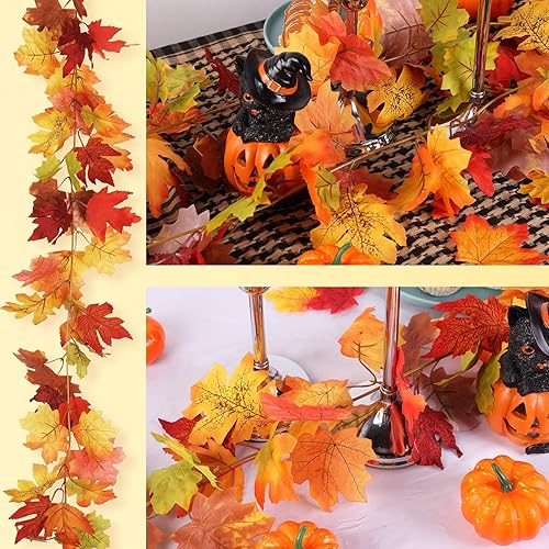 Miniatura 4 de 10 guirnaldas de hojas de arce de otoño, guirnalda de hojas de arce artificial de 5.8 pies, guirnalda de otoño para colgar vides de otoño,
