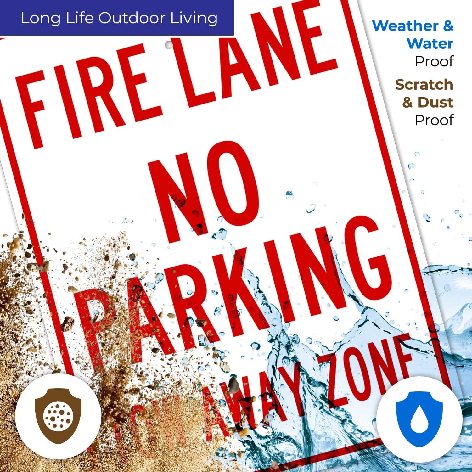 Fire Lane No Parking Tow Away Zone Sign, 18x24 Inches, Rust Free .063 Aluminum, Fade Resistant, Easy Mounting, Indoor/Outdoor Use, Made in USA