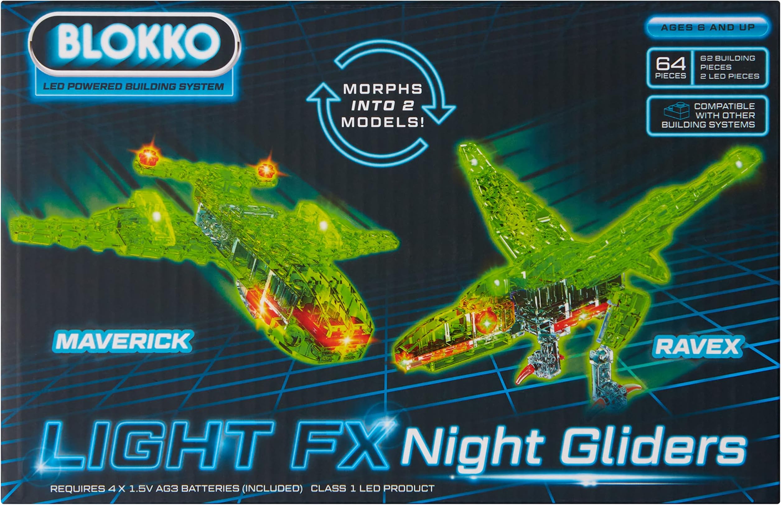 Light FX Night Gliders - Kid's Light Effect Night Glider Toy Set - Children's LED Light Effect Glider Model Creation Kit, Build 2 Unique Models - Compatible With Other Brands