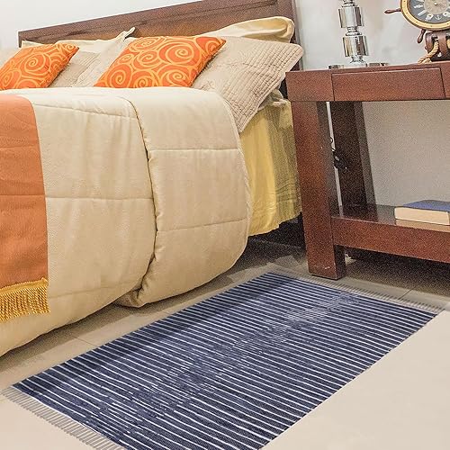 Lush Ambience URVI Alfombra de trapo tejida a mano, lavable, alfombra de entrada, alfombra para sala de estar, alfombra para dormitorio, pasillo,