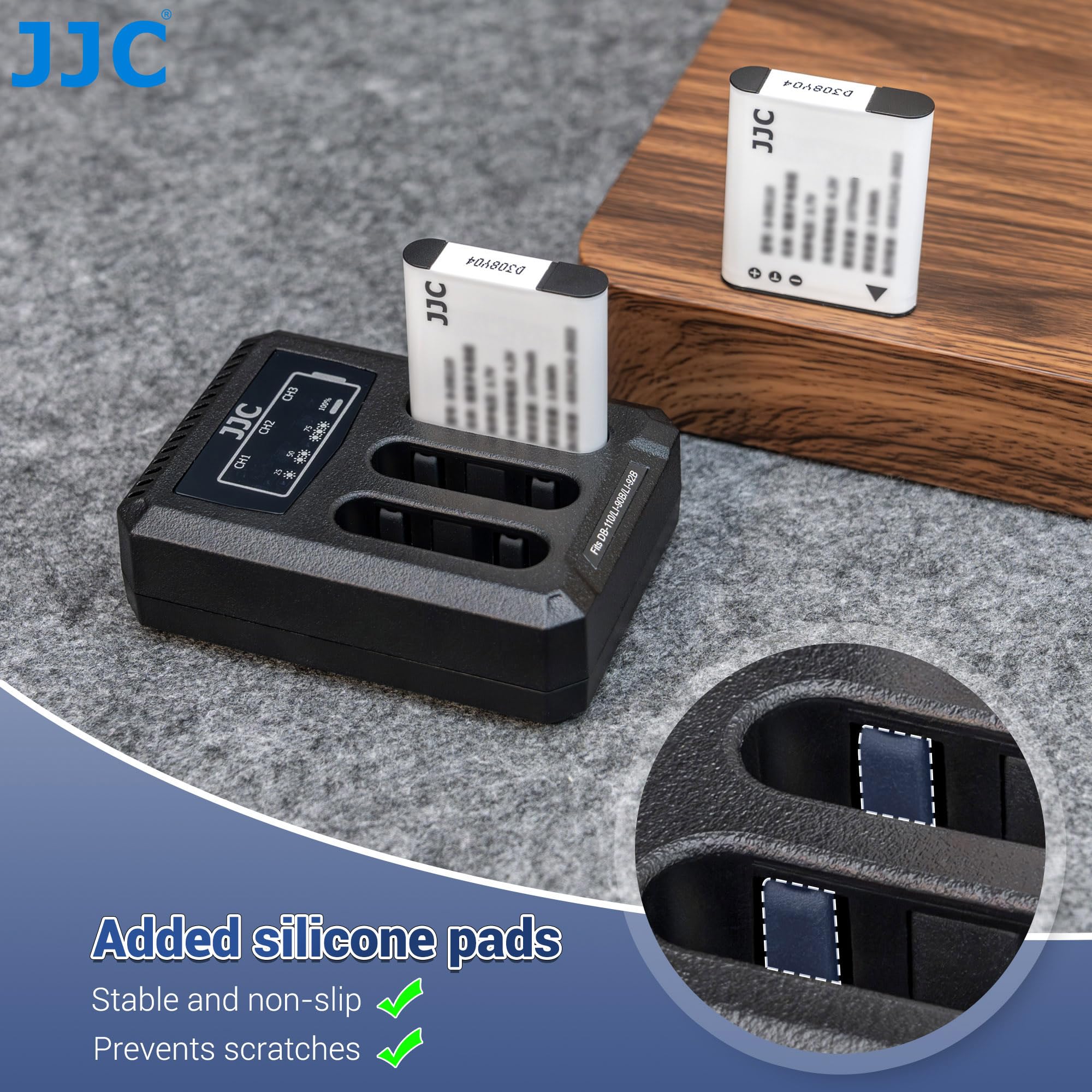 Caricabatterie triplo USB JJC compatibile con Ricoh GRIII, GR III HDF, GRIIIx, GR IIIx HDF, Olympus TG-7 TG-6 TG-5 TG-4 TG-3 TG-2 TG-1, Stylus X-Z2 iHS Fotocamere per Rico. DB-110, Oly Batteria LI-90B