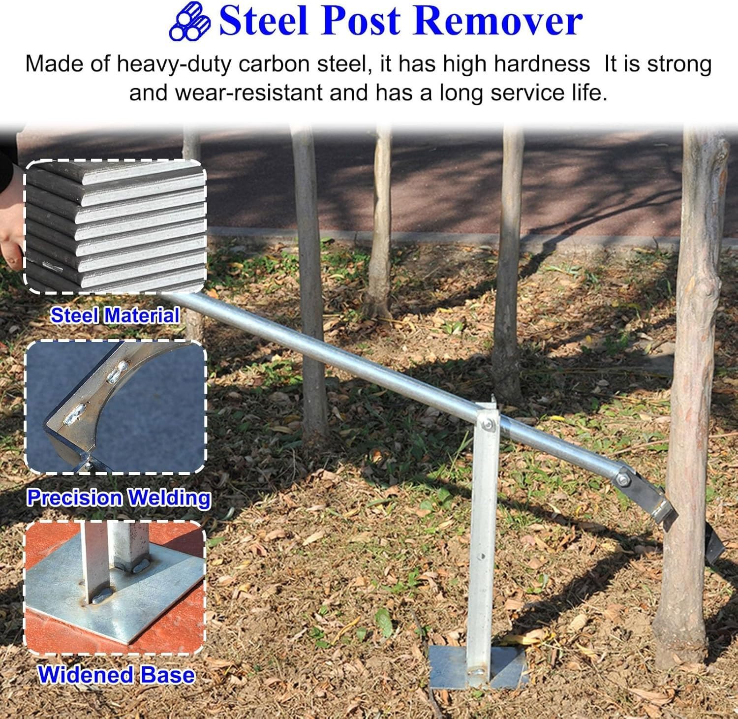 Estrattore a T per cemento a colonna, leva per rimuovere ceppi con testa regolabile a C, strumento di rimozione di pali da 2-12 cm, per capannoni, fattorie, paesaggistica, acquacoltura